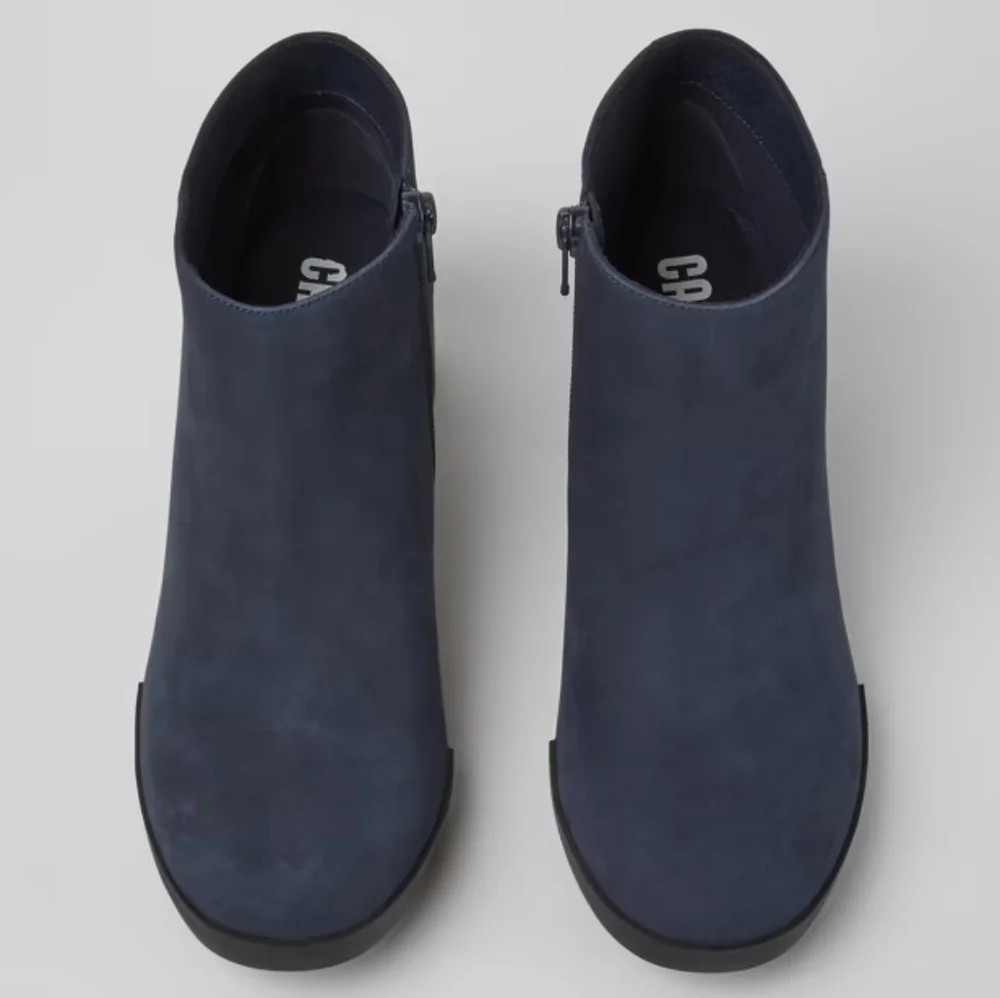 CAMPER Lotta Blue Ankle Boots Nubuck Chunky Heel Size 5